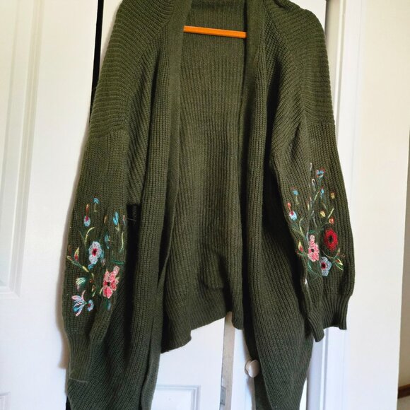 Shein curve green floral embroidered cardigan 3xl - Picture 6 of 7